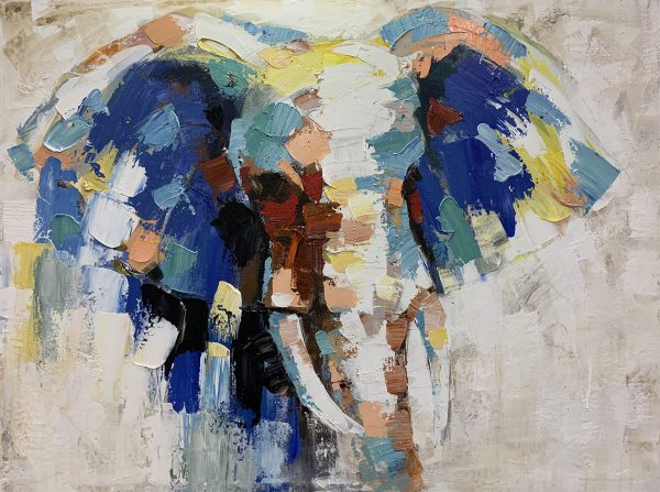pintura sobre lienzo en forma de elefante