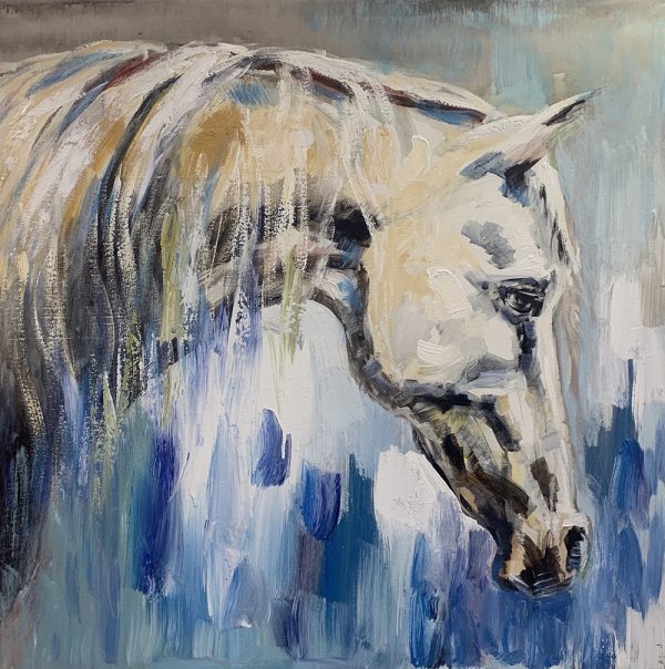 pintura sobre lienzo con cabeza de caballo