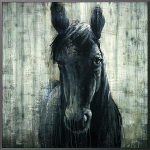 black horse oil painting