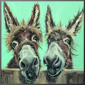 two horses oil painting