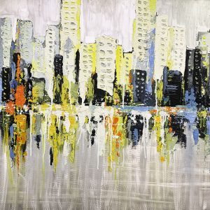 city reflection landscapes painting