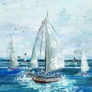 sailboat seagull seascape oil painting