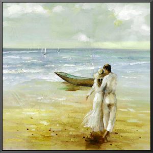 romantic love coastal seascape acrylic painting