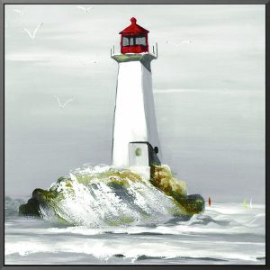 peinture murale paysage marin avec phare