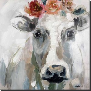 Toile "Cow Love" avec des touches de peinture épaisses