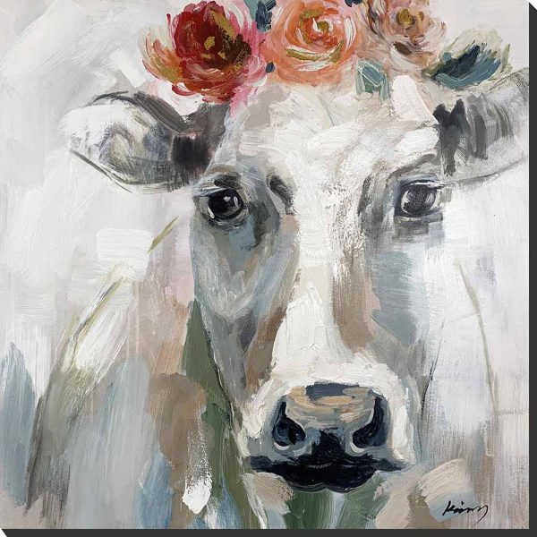 Cow Love Canvas Art with Thick Paint Strokes